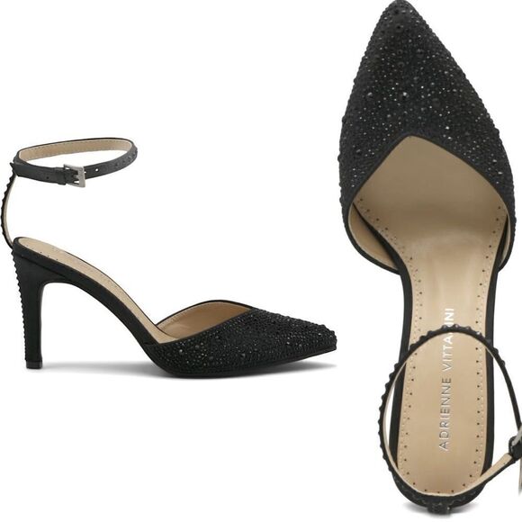 Adrienne Vittadini Shoes - ‎Satin Embellished Ankle Strap Pump